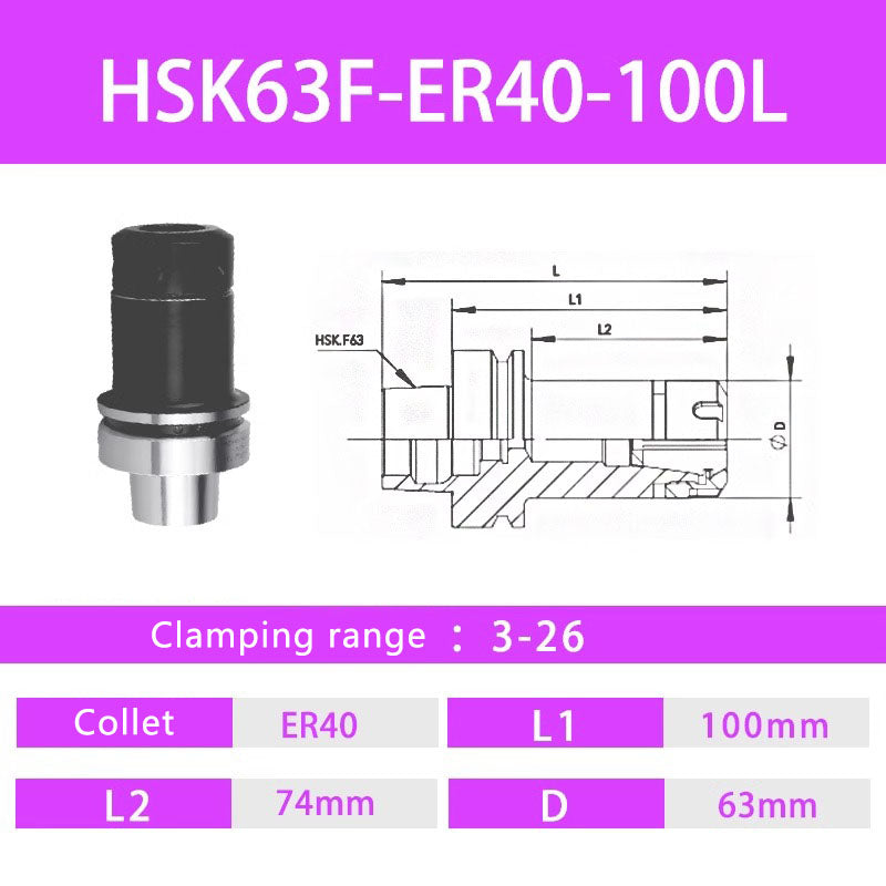 HSK63F Woodworking Engraving Machine Toolholder High Precision High Speed Dynamic Balance ER Collet Toolholder Shandong Denso Pricision Tools Co.,Ltd.